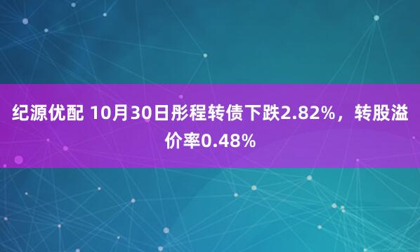 纪源优配 10月30日彤程转债下跌2.82%,转股溢价率0.48%